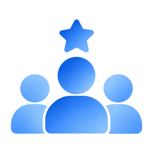 Icono de equipo de personas con una estrella de liderazgo